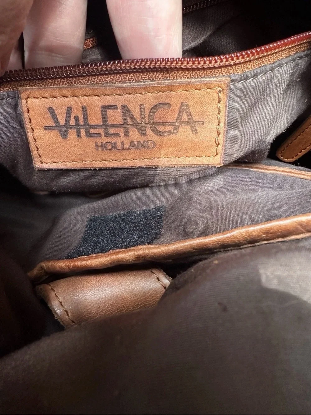 Vilenca Holland Genuine Leather Backpack Cognac Brown Large Rucksack Distressed